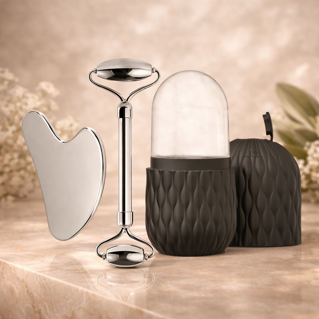 Ice Face Roller & Stainless Steel Gua Sha Tool Set