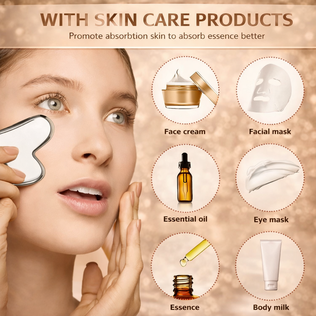 Ice Face Roller & Stainless Steel Gua Sha Tool Set