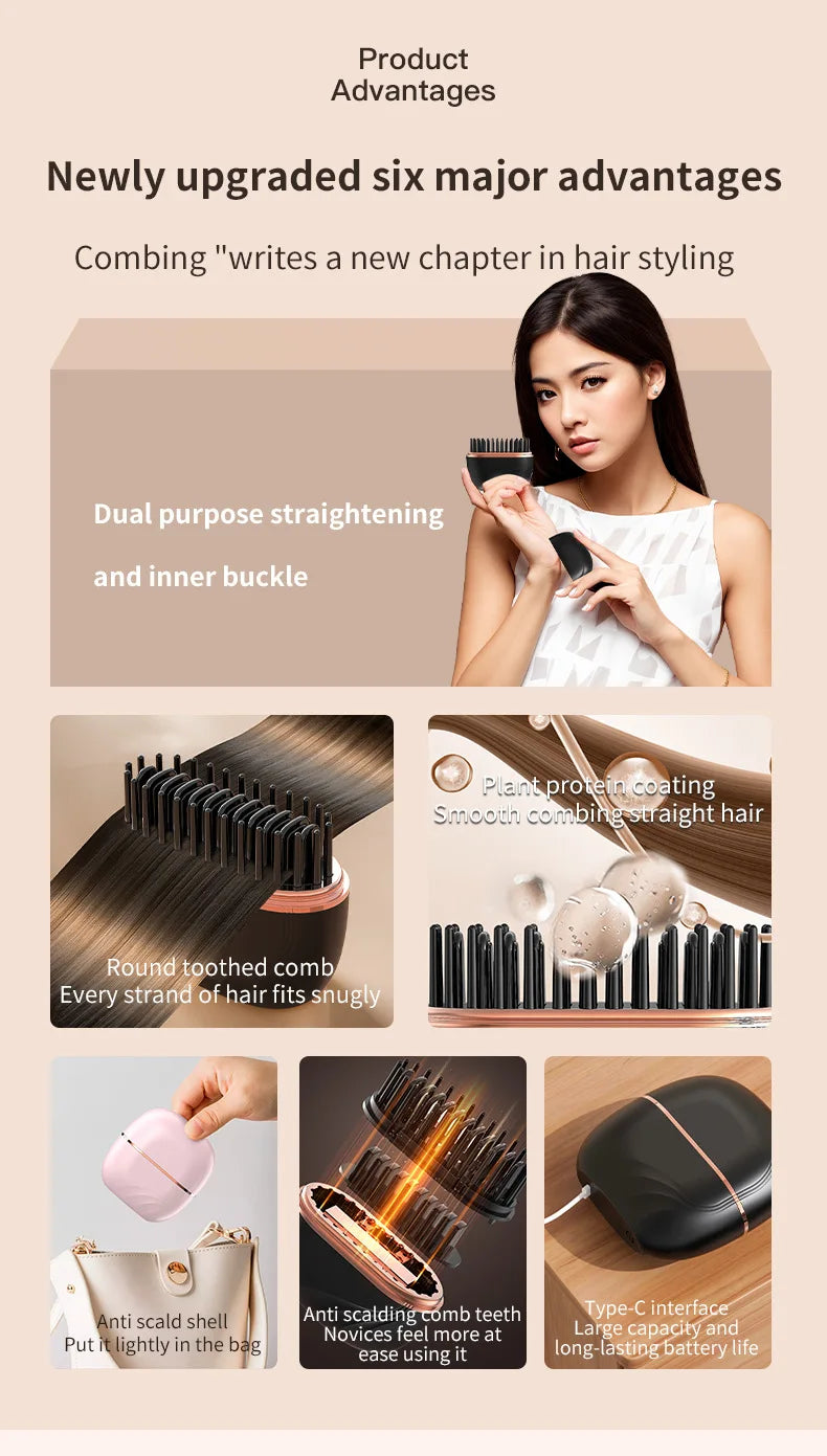 Allure Mini Portable Hair Straightener Brush