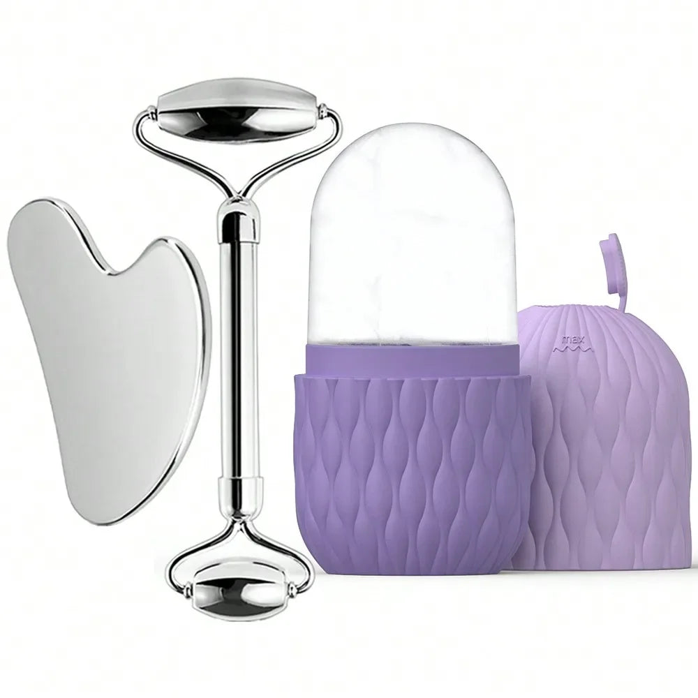 Ice Face Roller & Stainless Steel Gua Sha Tool Set